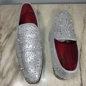 NICE! Stylish Formal Enzo Romeo Men Rhinestones Spikey Studs Loafers Silver 9 Enzo Romeo | Shoes | Nice Stylish Formal Enzo Romeo Men  main image 2
